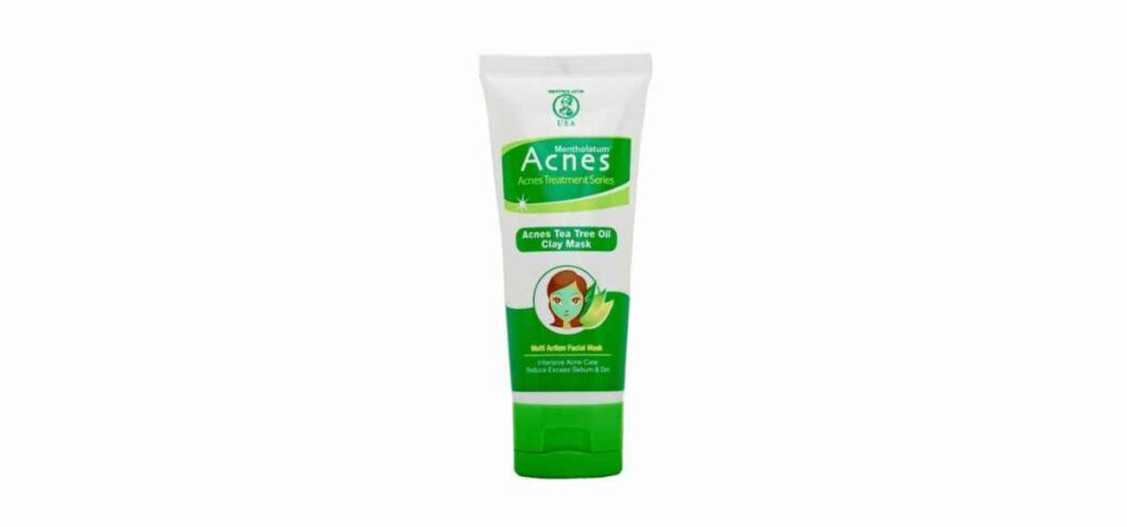 Acnes Tea Tree Oil Clay Mask mengandung tea tree oil untuk merawat kulit berminyak dengan cara menyeimbangkan produksi minyak berlebih pada wajah, melembapkan kulit, serta mencegah penyumbatan pori-pori penyebab jerawat.