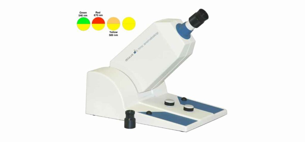 tes buta warna ini berupa test yang mengharuskan kamu menyesuaikan warna yang terdapat pada Anomaloskop.